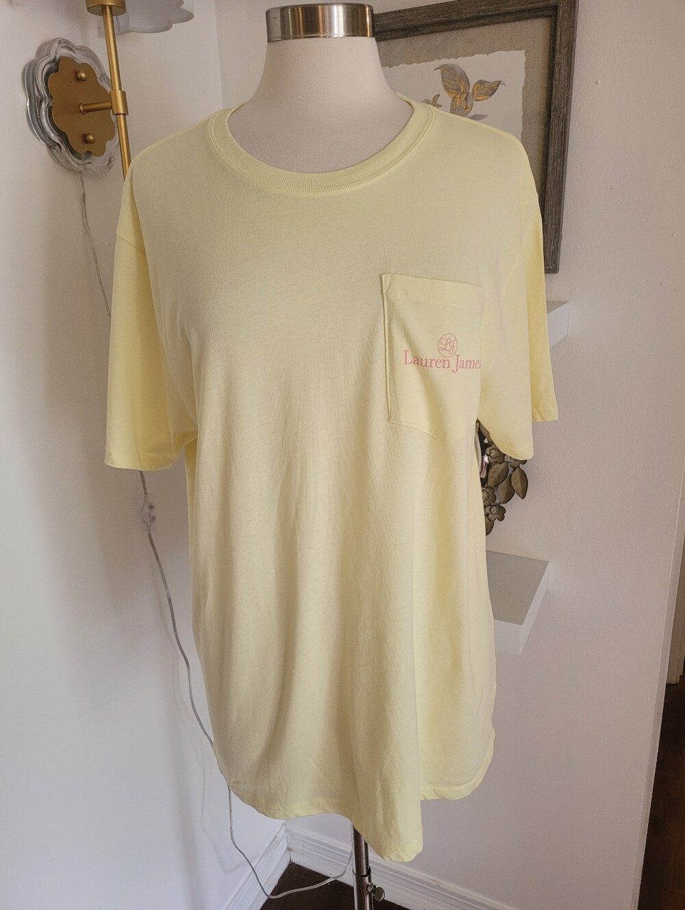 Lauren James Pale Yellow Short Sleeve Pocket Tee